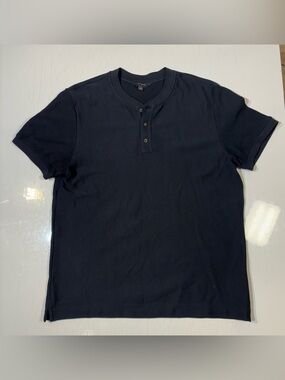 Banana Republic Black Short-Sleeve Henley Polo